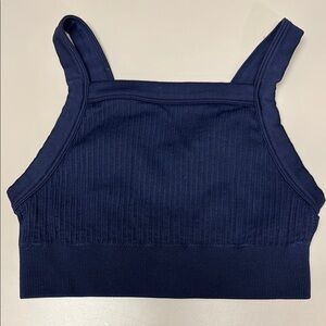 Navy Blue Aerie High Neck Ribbed Seamless Crop Top Size Small